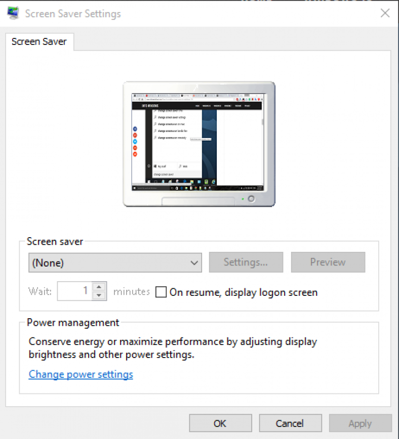 How to open screen saver settings in Windows 10