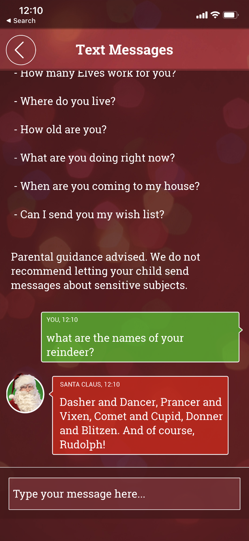 text santa