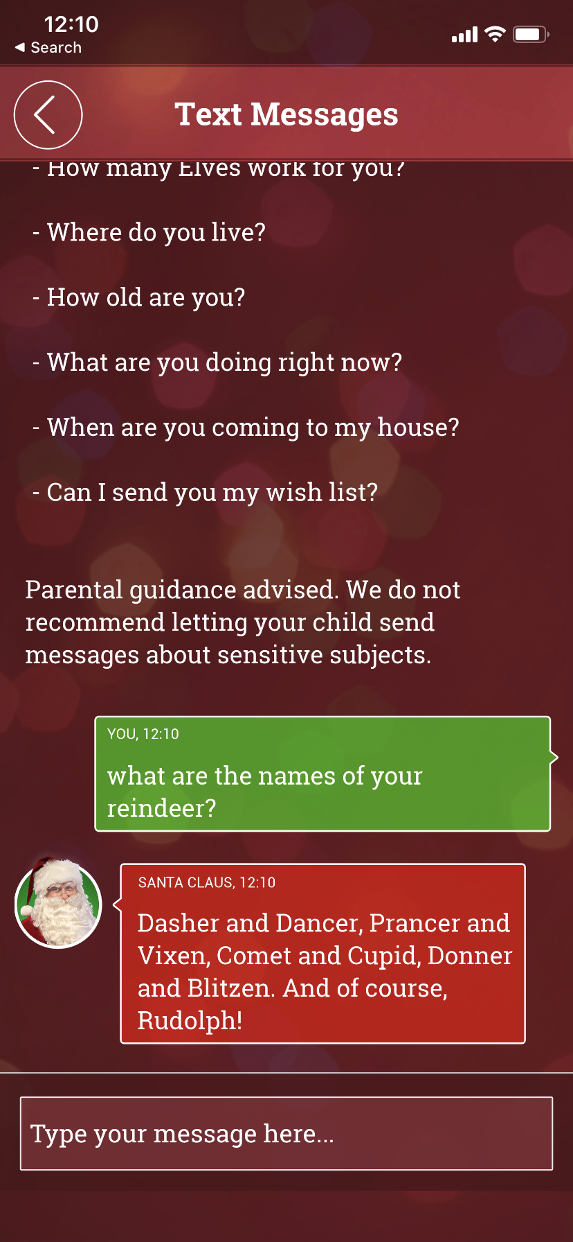 text santa