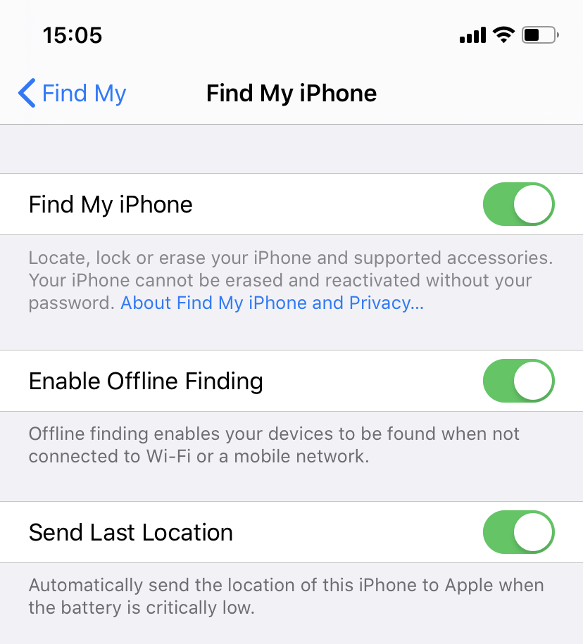 How to enable offline finding of iPhone