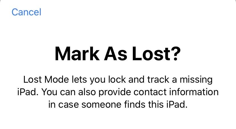 Mark as a lost iPhone