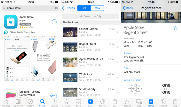 How do I book an appointment at the Apple Store for a Genius Bar Using the app