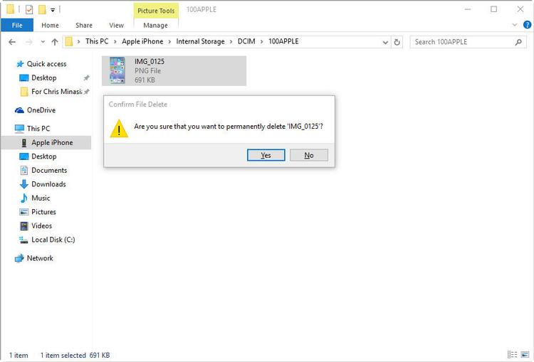 How to delete all photos from iPhone: Windows PC