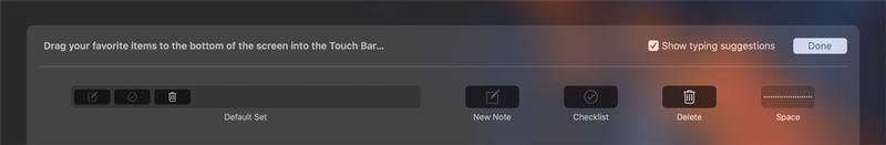 Customize Touch Bar in Notes