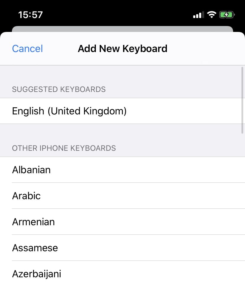 Add new language keyboards on iPhone