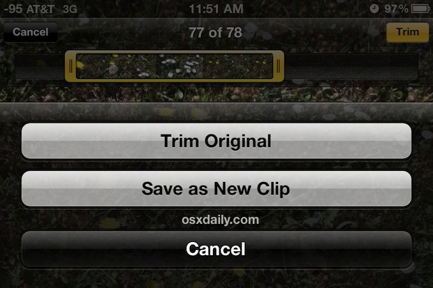 Trim video on iOS, split into a new clip, or trim the original 