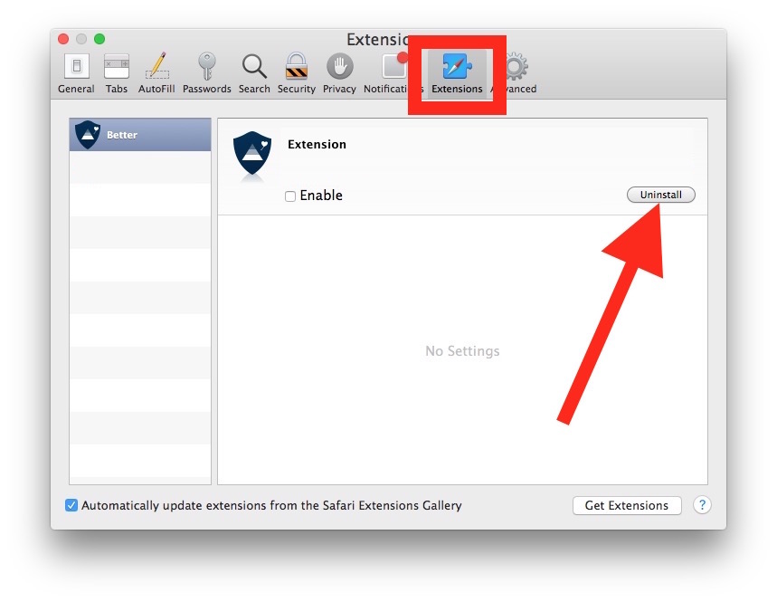 Remove Safari Extensions on Mac