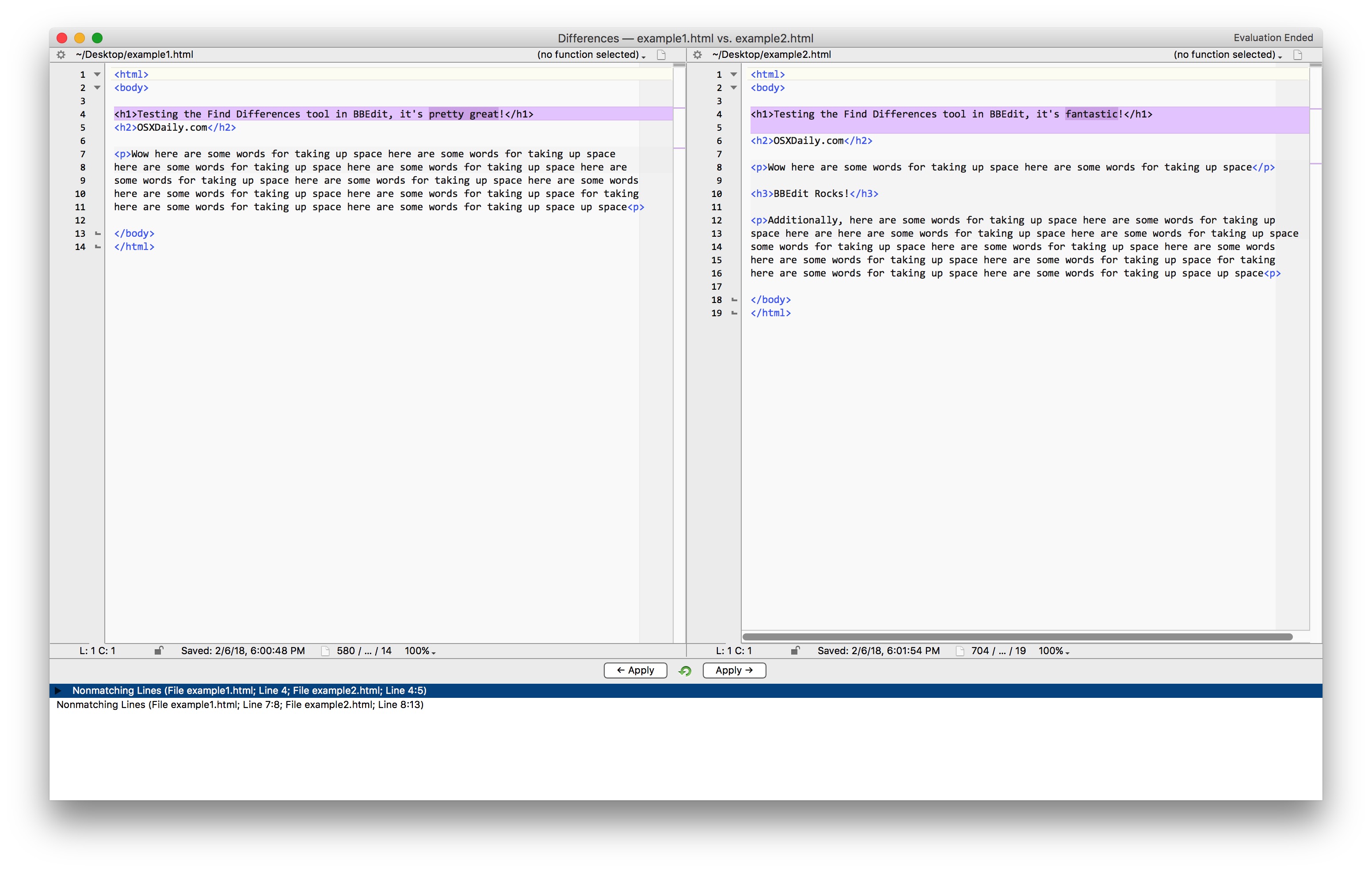 Find & Compare File Differences Side-By-Side with BBEdit for Mac In 2022