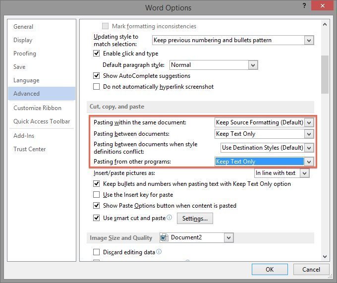 how to keep source formatting in word paste