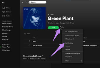 how to rename a playlist on spotify web player