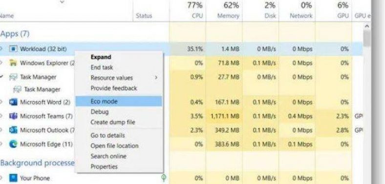 How to Enable Eco Mode for Apps and Processes on Windows 10 PC