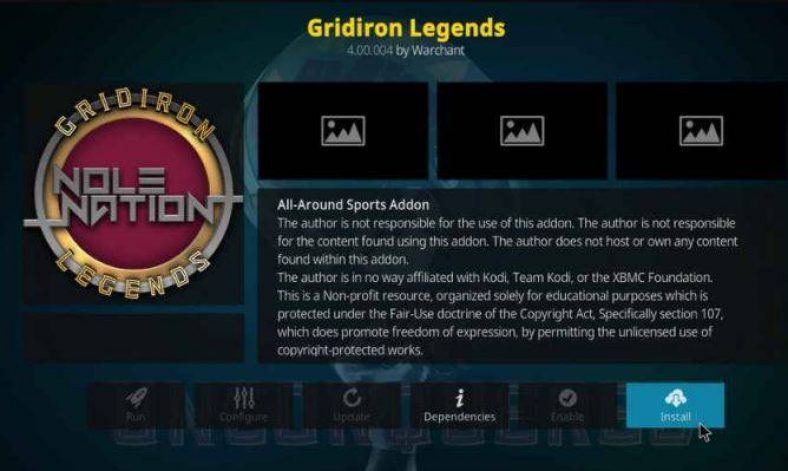 How to Install GridIron Legends Kodi addon