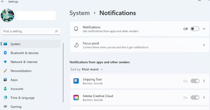 Enable or Disable Notifications