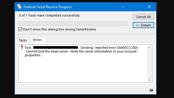 Fix Outlook Send and Receive Error
