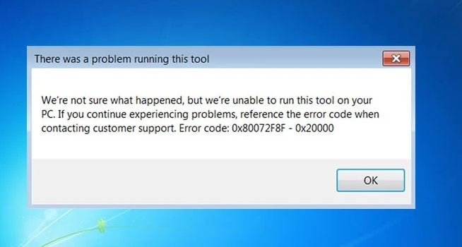 Fix: 'Windows error code 0x80072f8f' issue