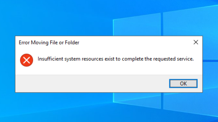 How to fix 'Insufficient system resources exist to complete error' issue