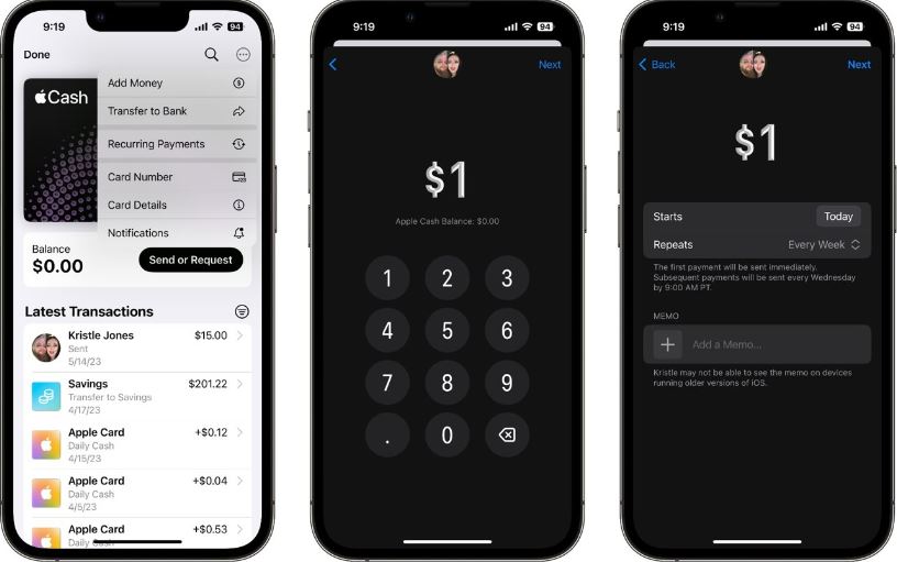 (iOS 17) How to set up recurring Apple Cash payments