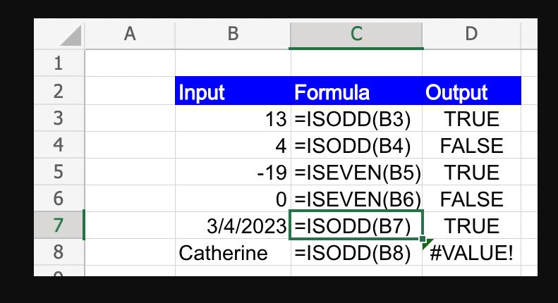How to Use ISEVEN and ISODD Functions in Excel