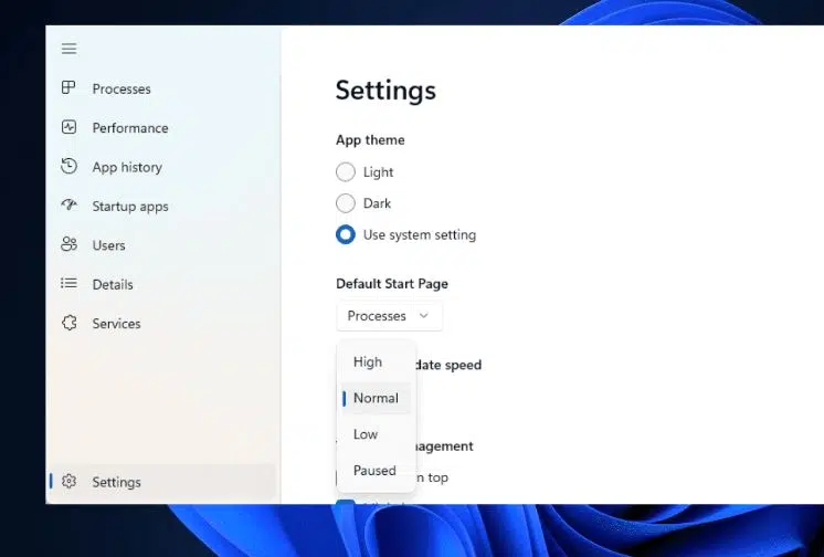 How to pause Task Manager process updates in Windows
