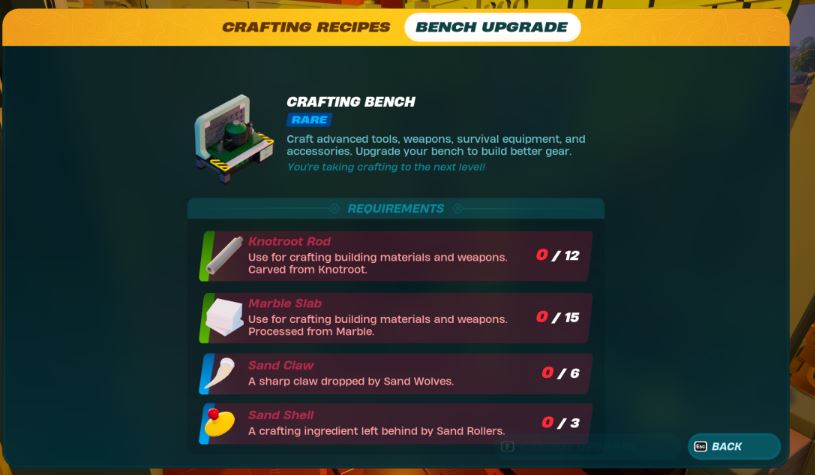 LEGO Fortnite: How to Upgrade Crafting Bench