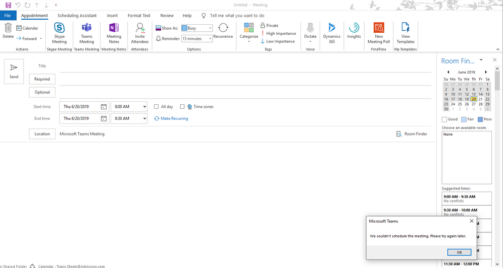 How to schedule a Teams meeting in Outlook