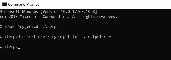 How to send Command Output to Text file on Windows