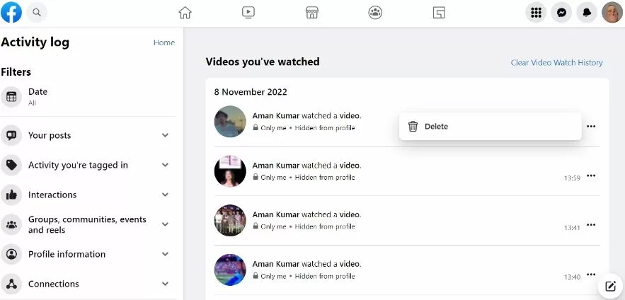 How to Find Facebook Watch History