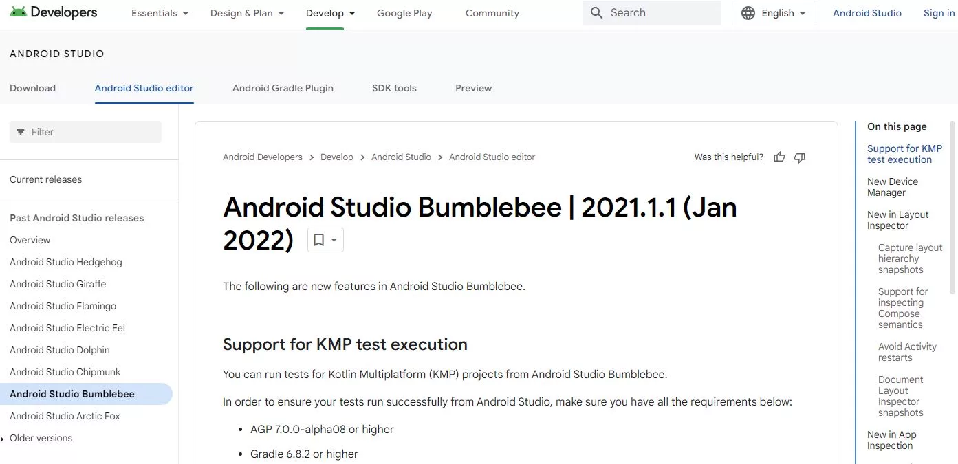 Android Studio Chipmunk vs Bumblebee