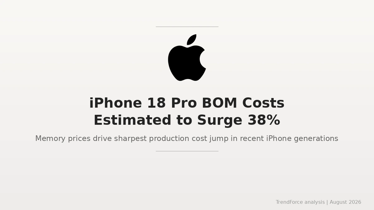 iPhone 18 Pro BOM Costs Estimated to Surge 38%