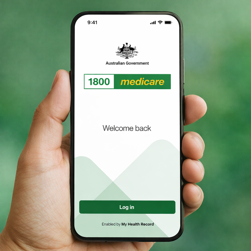 Australian Medicare login displayed on a smartphone