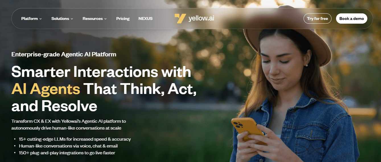 Yellow.ai enterprise agentic AI platform