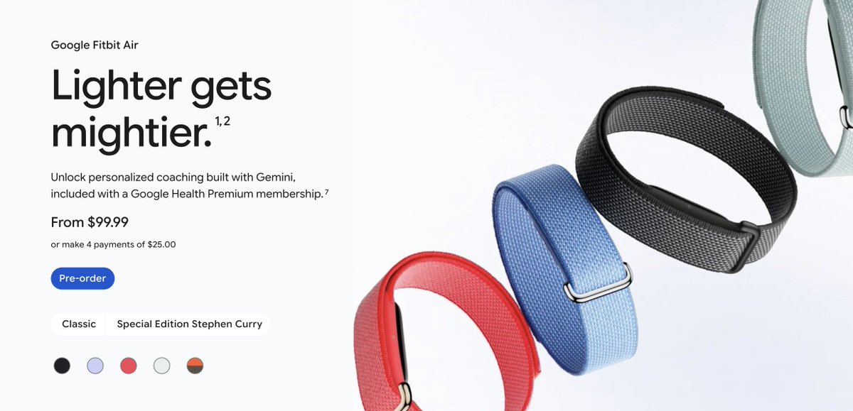 Google Fitbit Air screenless fitness tracker