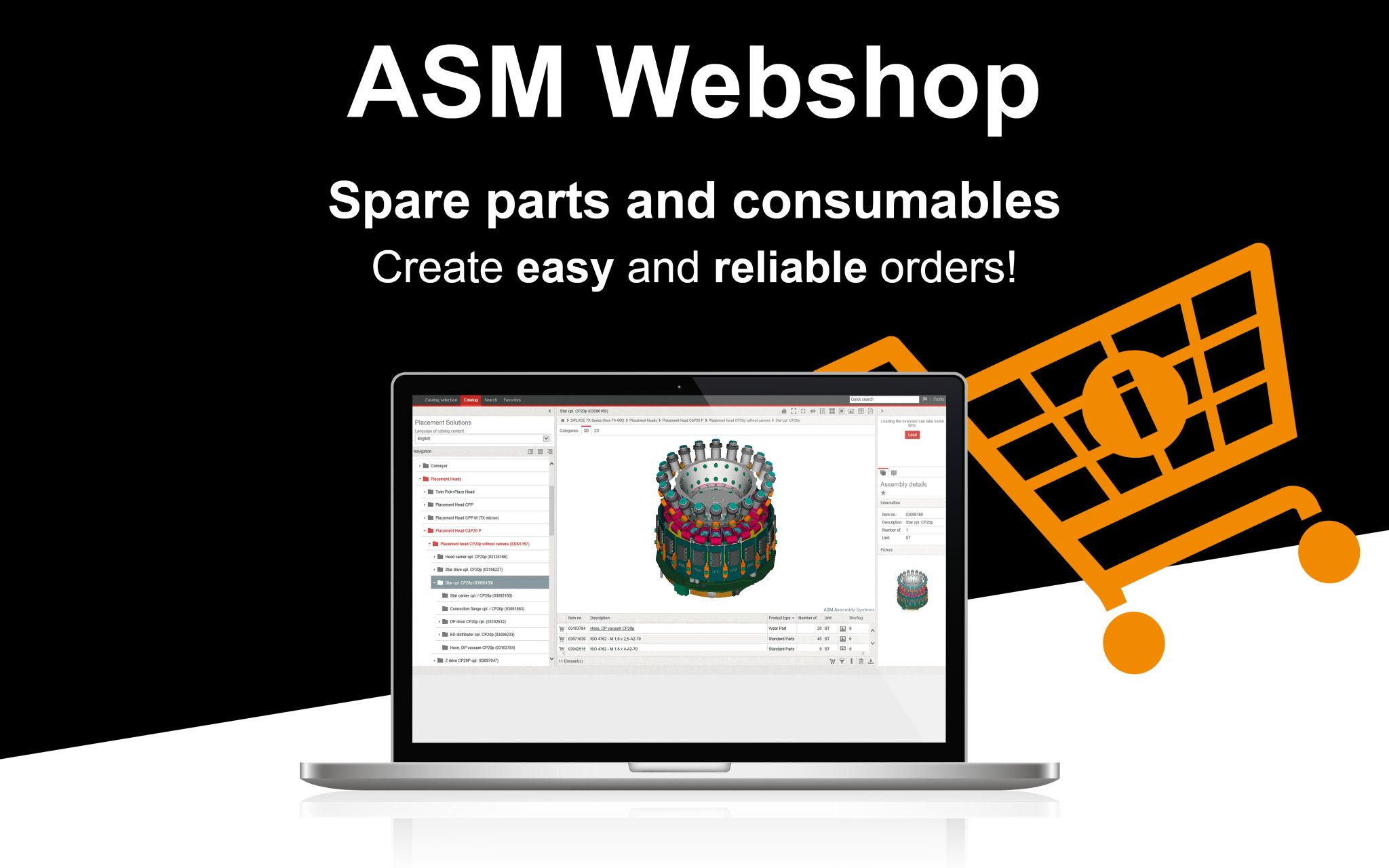 ASMPT software interface for manufacturing spare parts