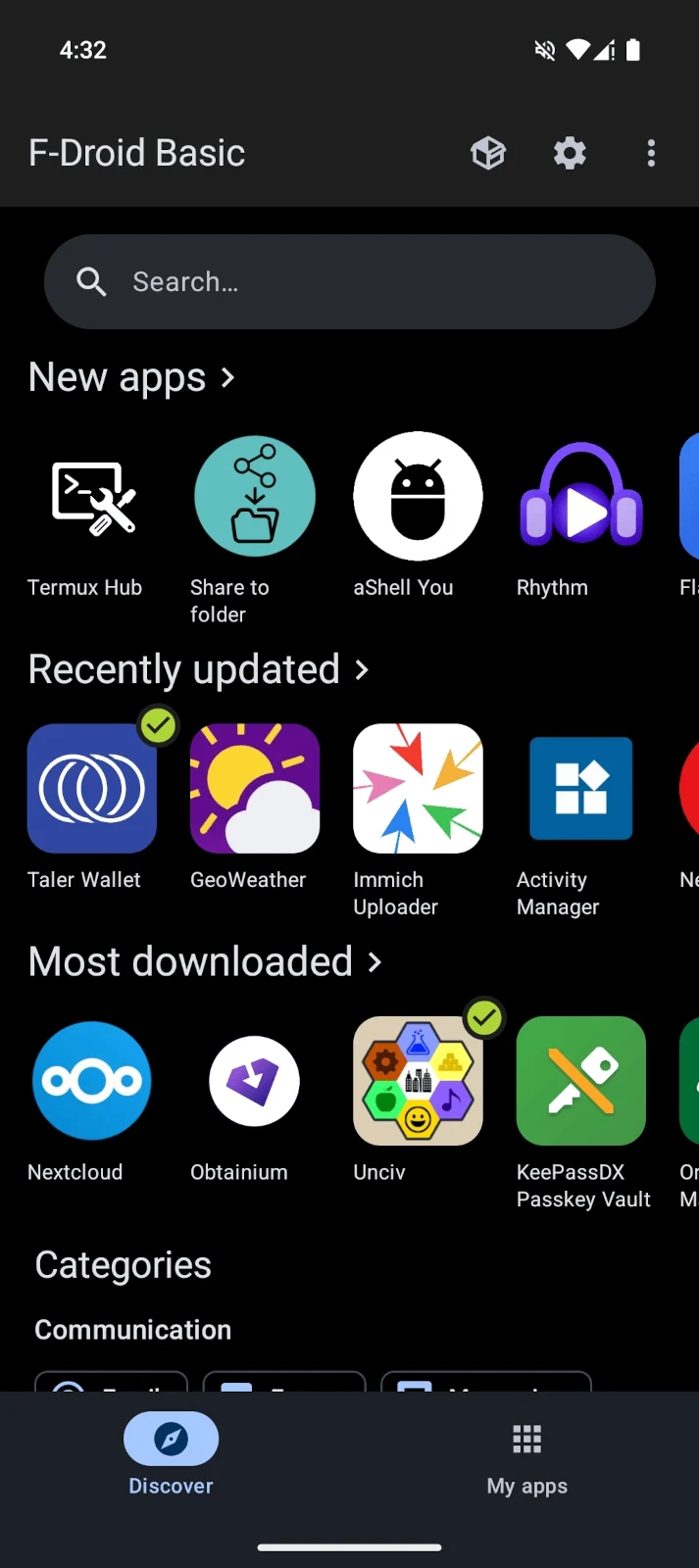 F-Droid Basic 2.0 Android app store interface