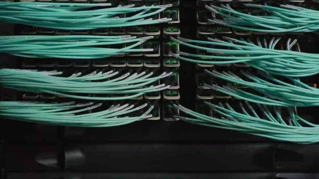 Server and data-centre cabling showing demand for AI computing hardware
