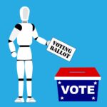 Illustration of a robot casting a ballot