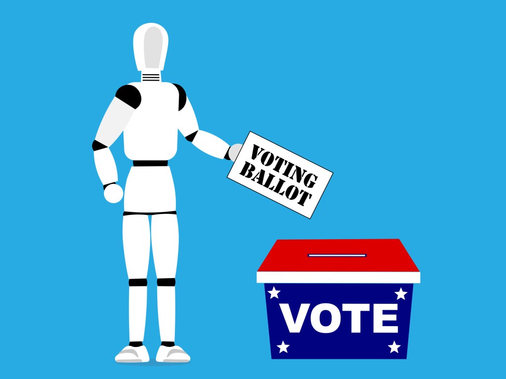 Illustration of a robot casting a ballot