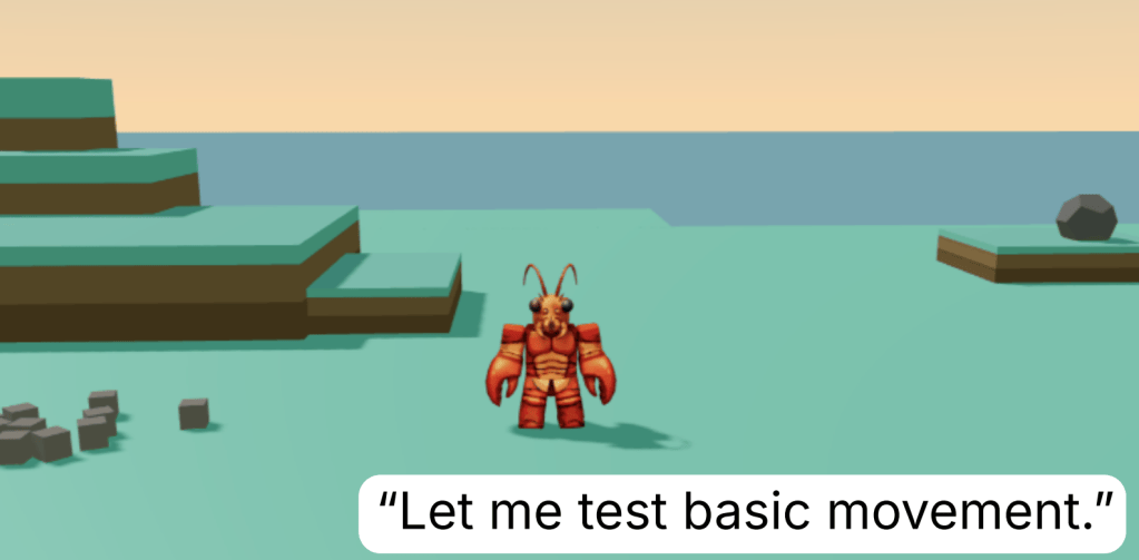 AI agent represented as a game character in a simulated environment
