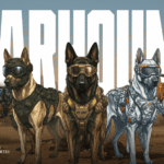 Warhound concept illustration of military working dogs with equipment