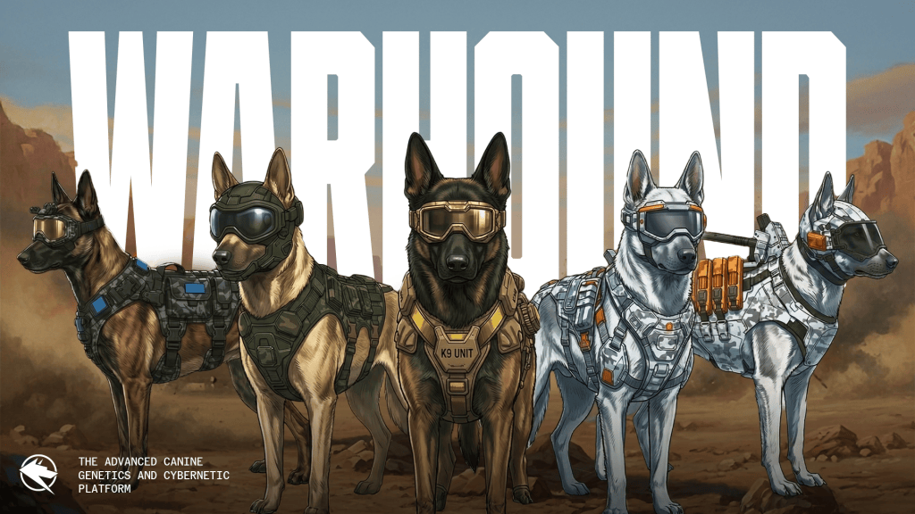 Warhound concept illustration of military working dogs with equipment