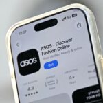 ASOS app listing shown on a smartphone