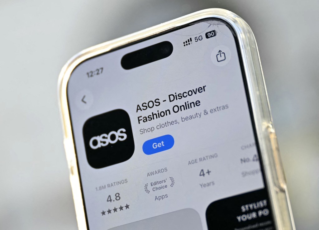 ASOS app listing shown on a smartphone