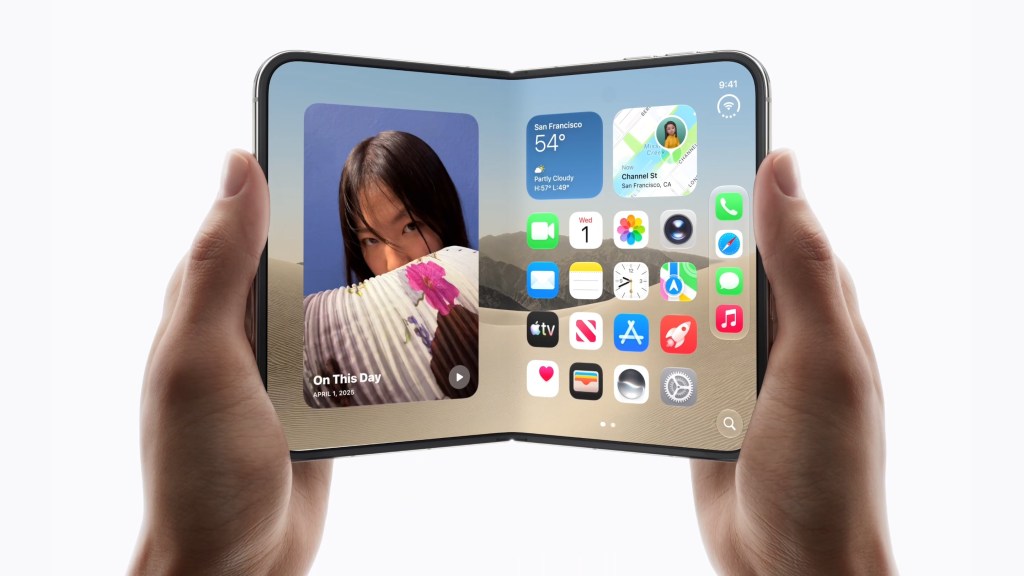 Apple iPhone Duo opened to show its larger inner display