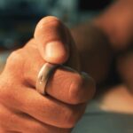 Close-up of a person wearing the Interface smart ring