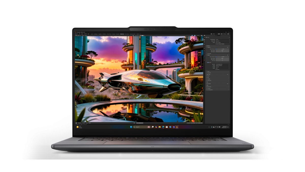 Lenovo Yoga Pro 9n laptop showing its display and keyboard