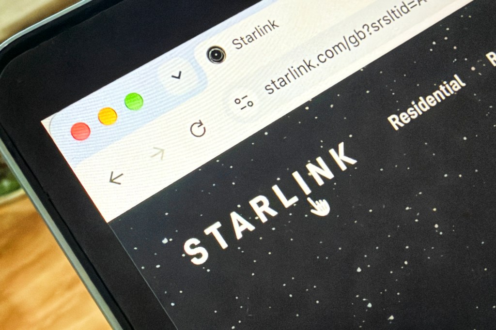 Starlink branding displayed on a screen