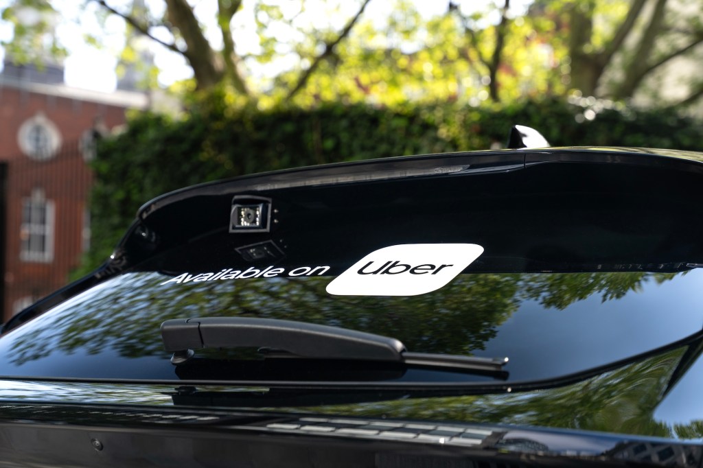 Uber-branded vehicle used to show the company's technology operations